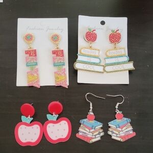 Vibrant Red and Pink Apple Earrings